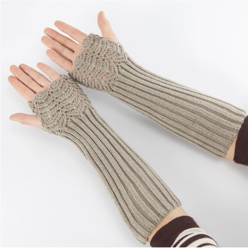 Fingerless Gloves Factory - Knit Fish Scale Pattern Arm Covers