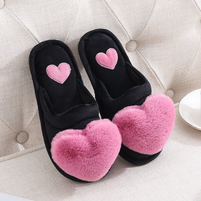 Slippers Factory - Plush Heart Indoor Winter Slippers for Women
