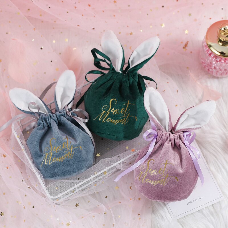 Easter Gift Bag Factory - Cute Bunny Velvet Candy Chocolate Bag