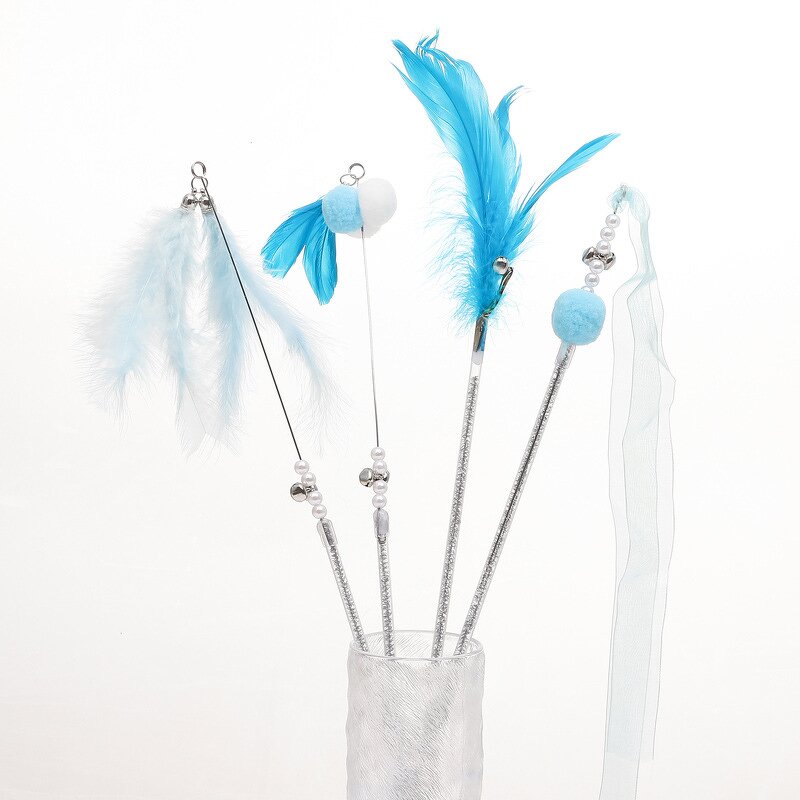 Cat Toys Factory - Long Pole Teasing Stick Feather Toy
