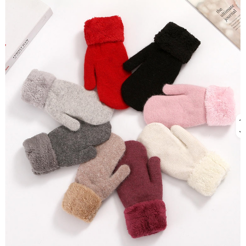 Winter Gloves Factory - Cute Plush Double-Layer Knit Gloves
