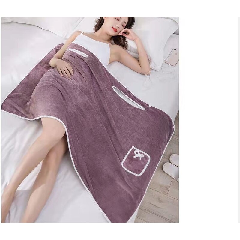 Bathrobe Towel Factory - Wearable Coral Velvet Bath Towel