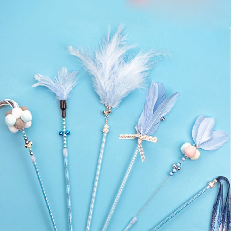 Cat Toys Factory - Long Pole Teasing Stick Feather Toy