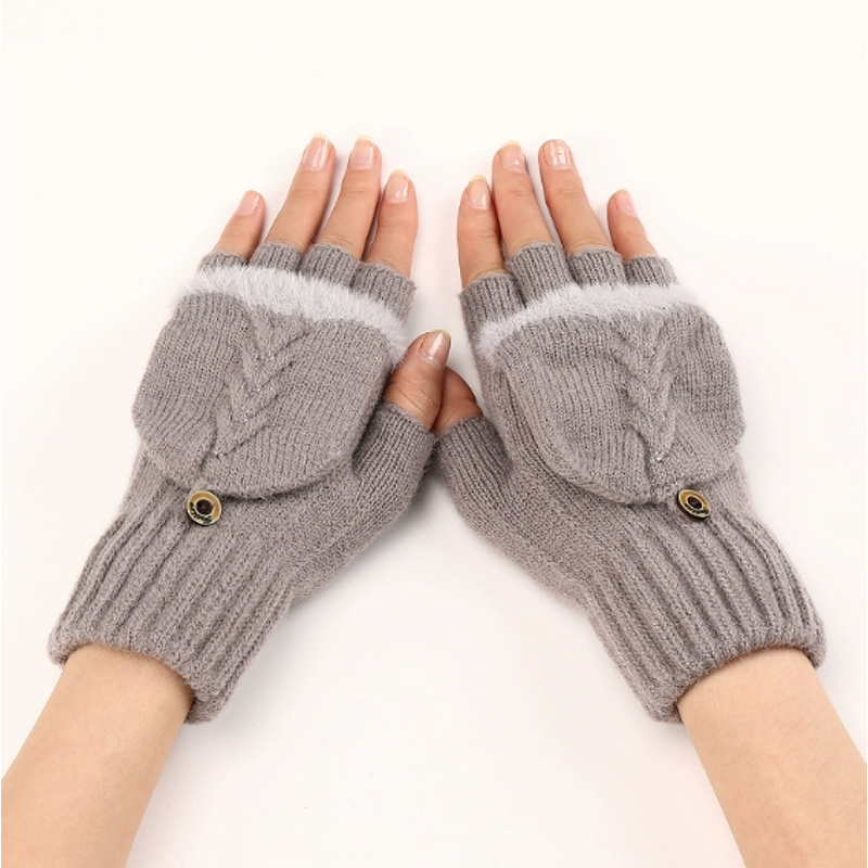 Women's Gloves Factory - Dual-season Fold-over Flap Gloves