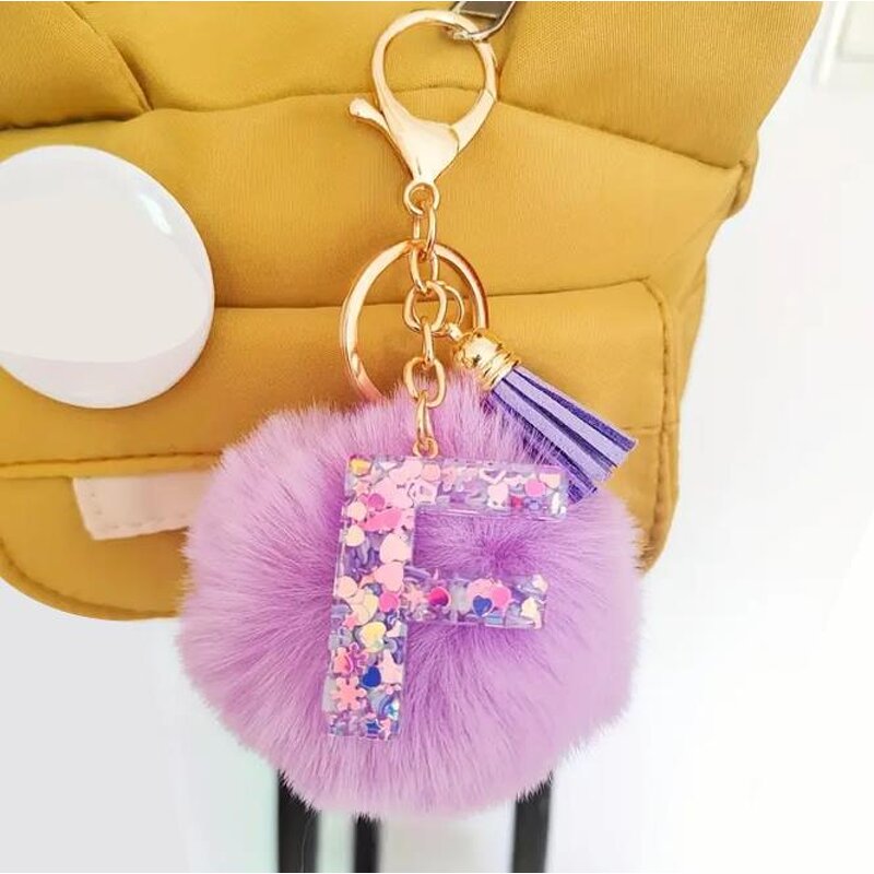 Keychain Factory - Purple Fringe Plush Ball Head Keychain