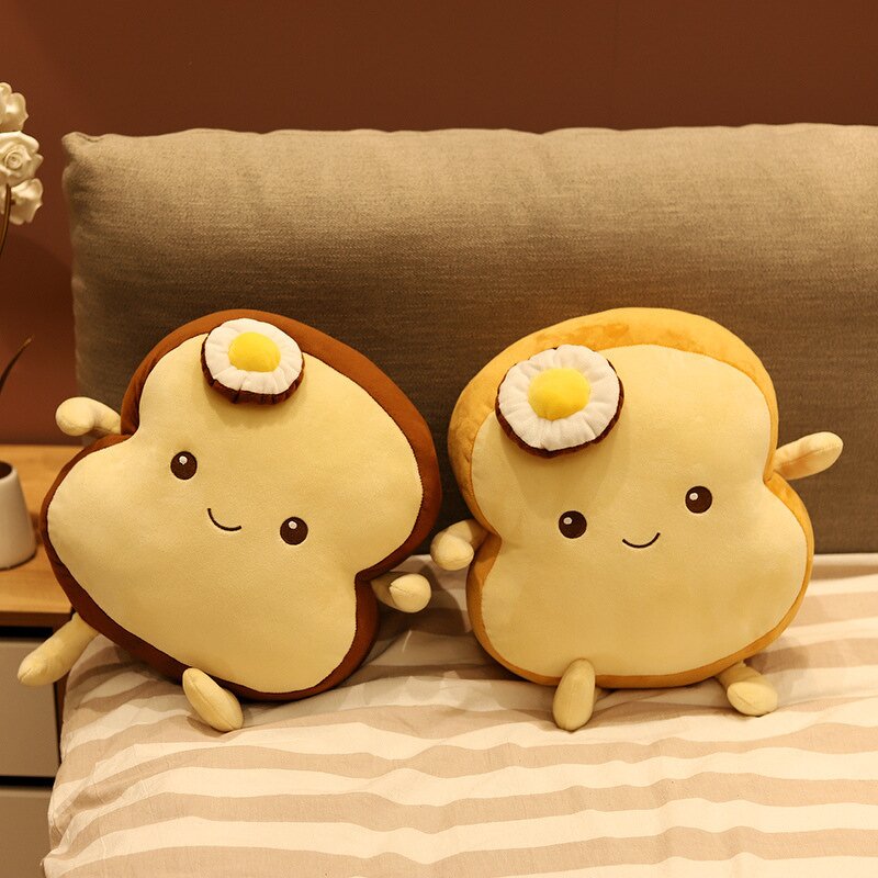 Plush Pillow Factory - Poached Egg Toast Bread Cushion Gift