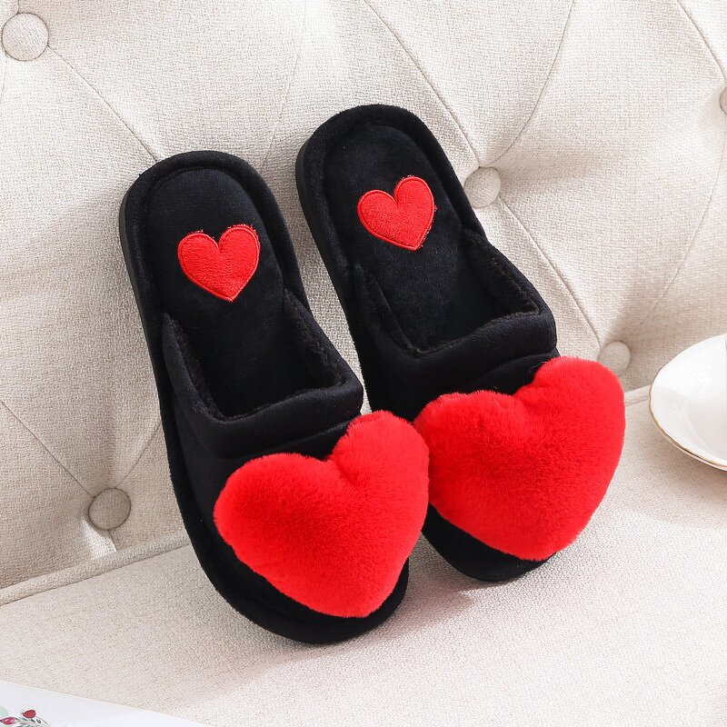 Slippers Factory - Plush Heart Indoor Winter Slippers for Women