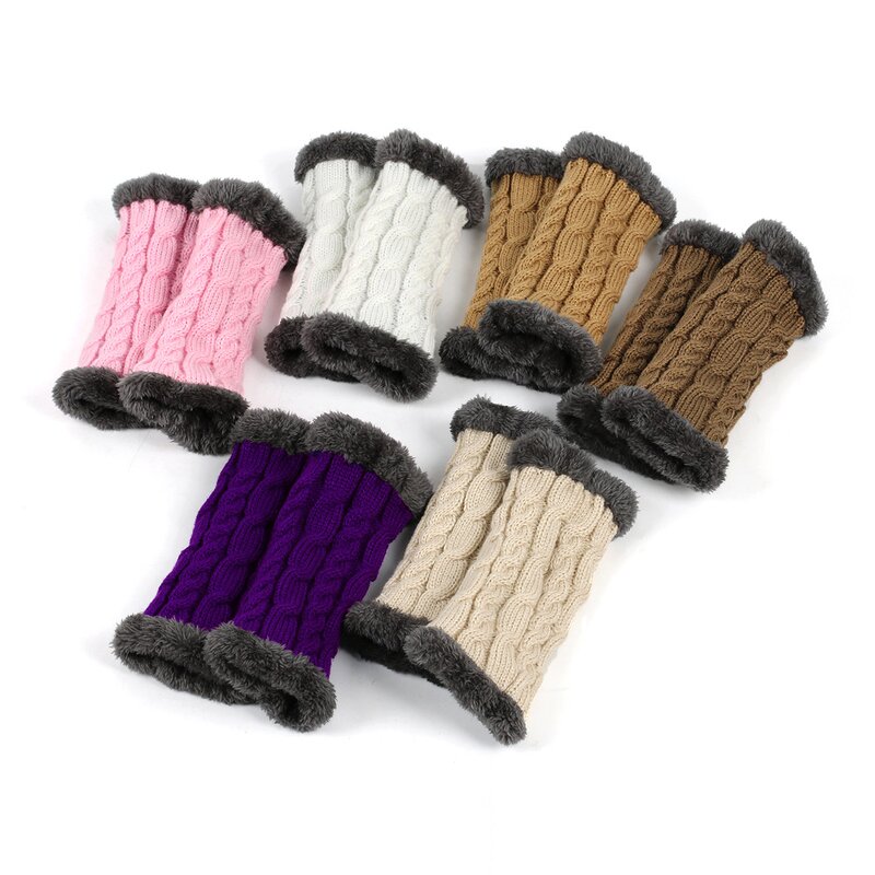 Fingerless Gloves Factory - Women Solid Fuzzy Fur Arm Warmers