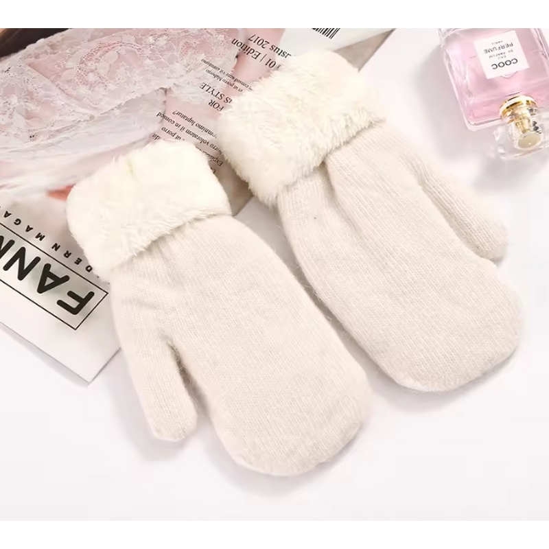 Winter Gloves Factory - Cute Plush Double-Layer Knit Gloves