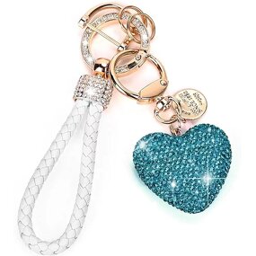 Keychain Factory - Rhinestone Heart Leather Rope Keyring