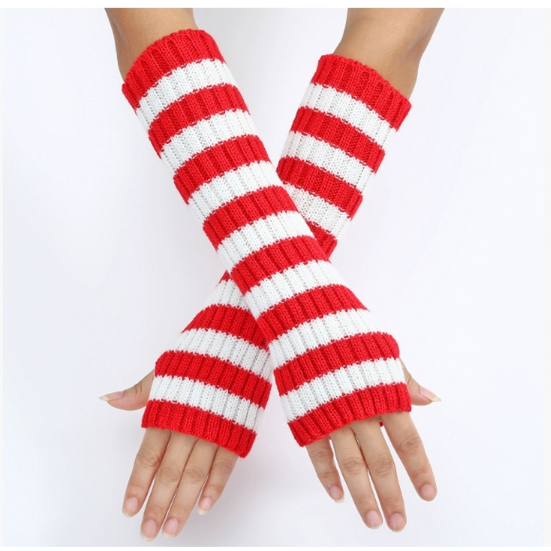 Winter Mittens Factory - Women Striped Knit Arm Warmers