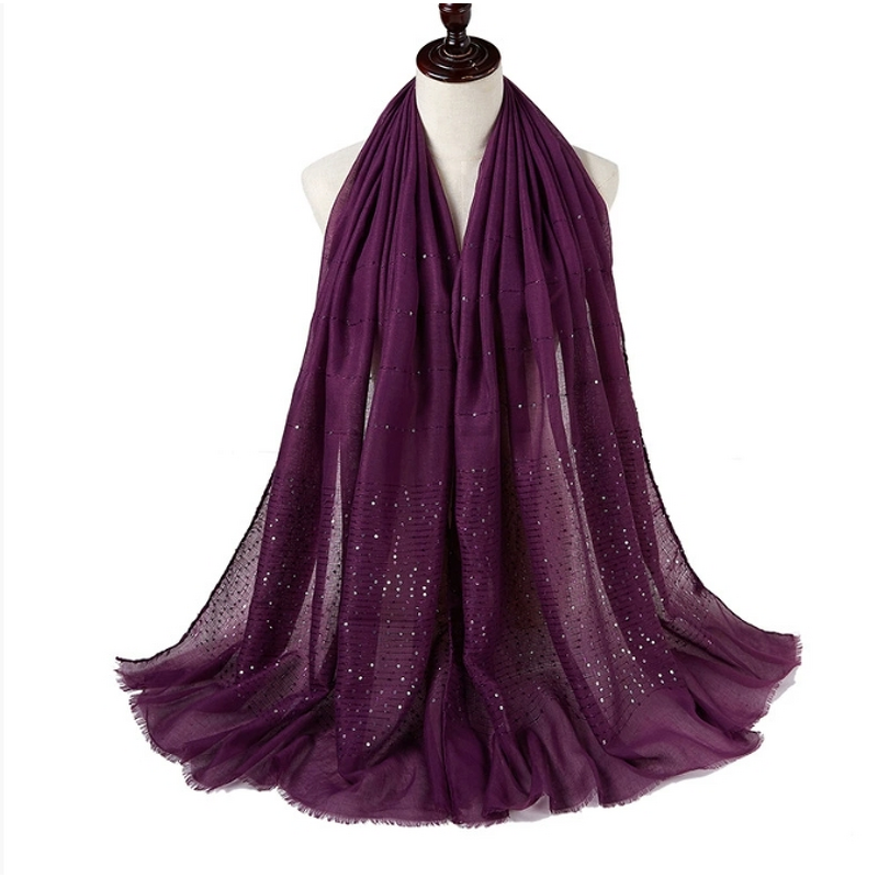 Headscarf Factory - Sequined Viscose Long Polyester Scarf