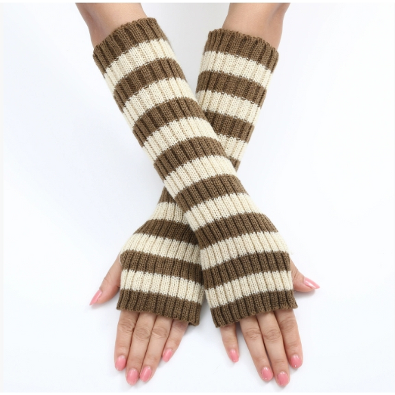 Winter Mittens Factory - Women Striped Knit Arm Warmers