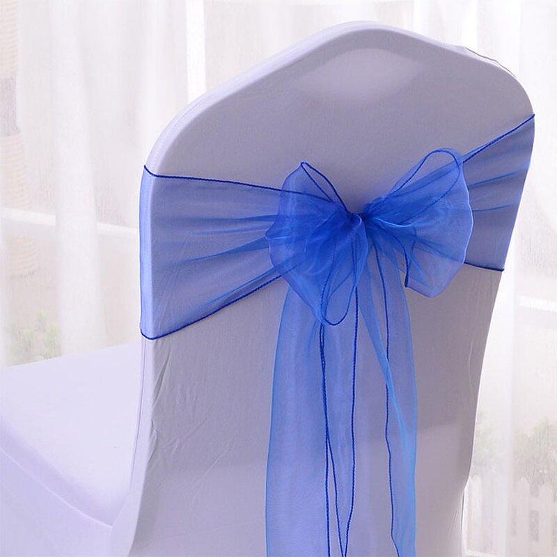 Chair Sash Factory - Glass Gauze Chair Back Flower Bow Tie