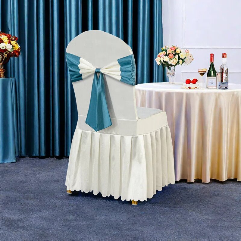 Chair Cover Factory - Wholesale Gong Satin Bow Wedding Chair Cover