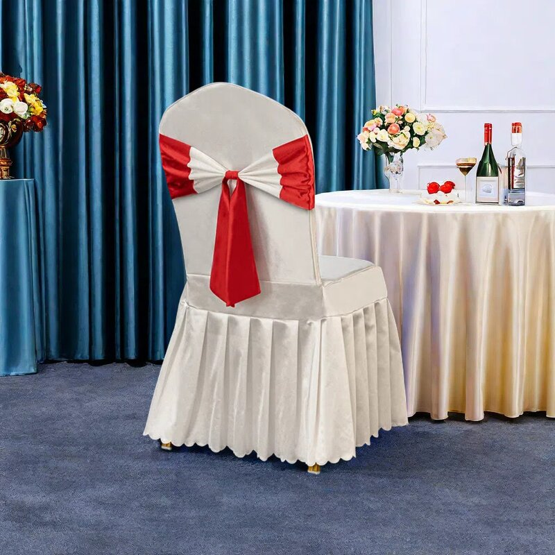 Chair Cover Factory - Wholesale Gong Satin Bow Wedding Chair Cover