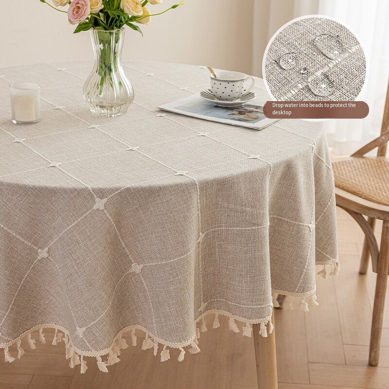 Dining Tablecloth Factory - Jacquard Waterproof Round Home Tablecloth