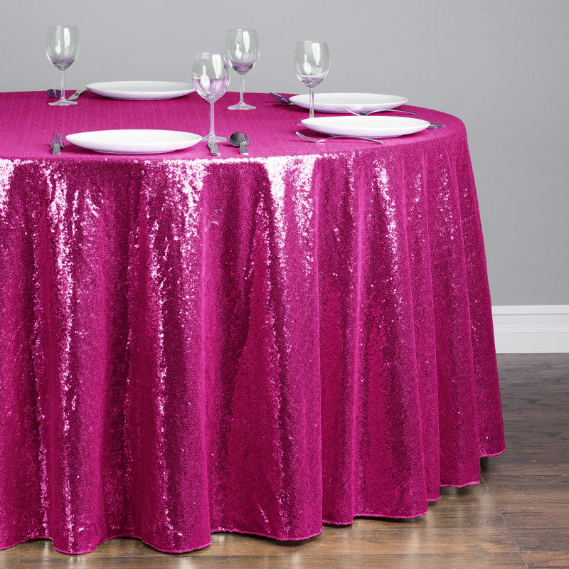 Polyester Tablecloths Factory - 120 Inch Pink Taffeta Round Cover