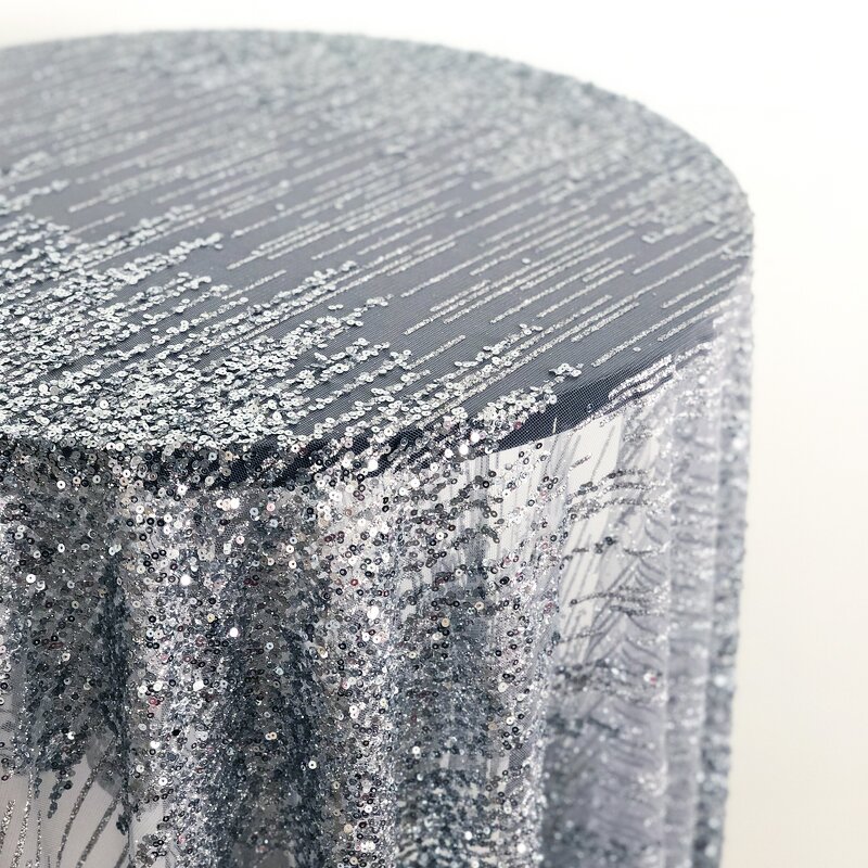 Sequin Tablecloth Factory - 72-Inch Gold Embroidered Wedding Cover