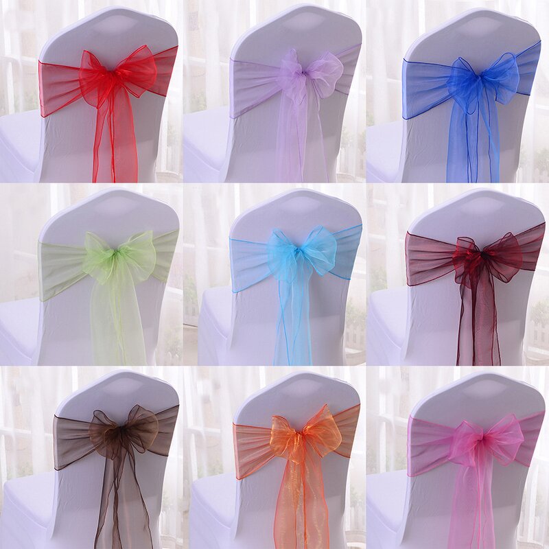 Chair Sash Factory - Glass Gauze Chair Back Flower Bow Tie