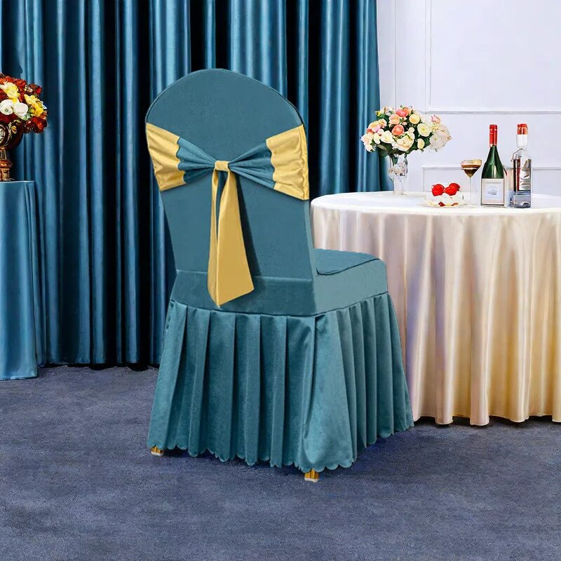 Chair Cover Factory - Wholesale Gong Satin Bow Wedding Chair Cover
