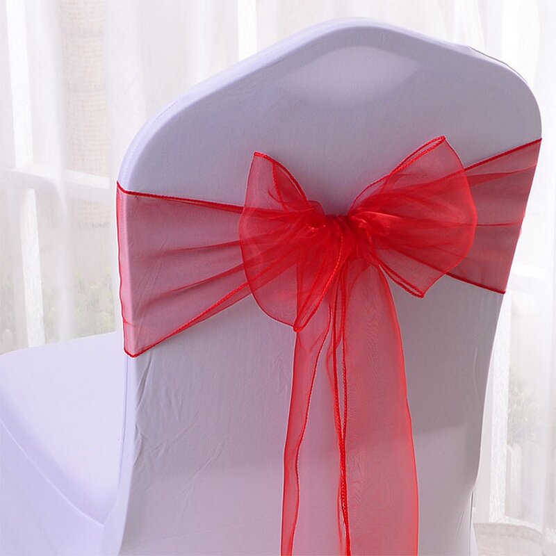Chair Sash Factory - Glass Gauze Chair Back Flower Bow Tie