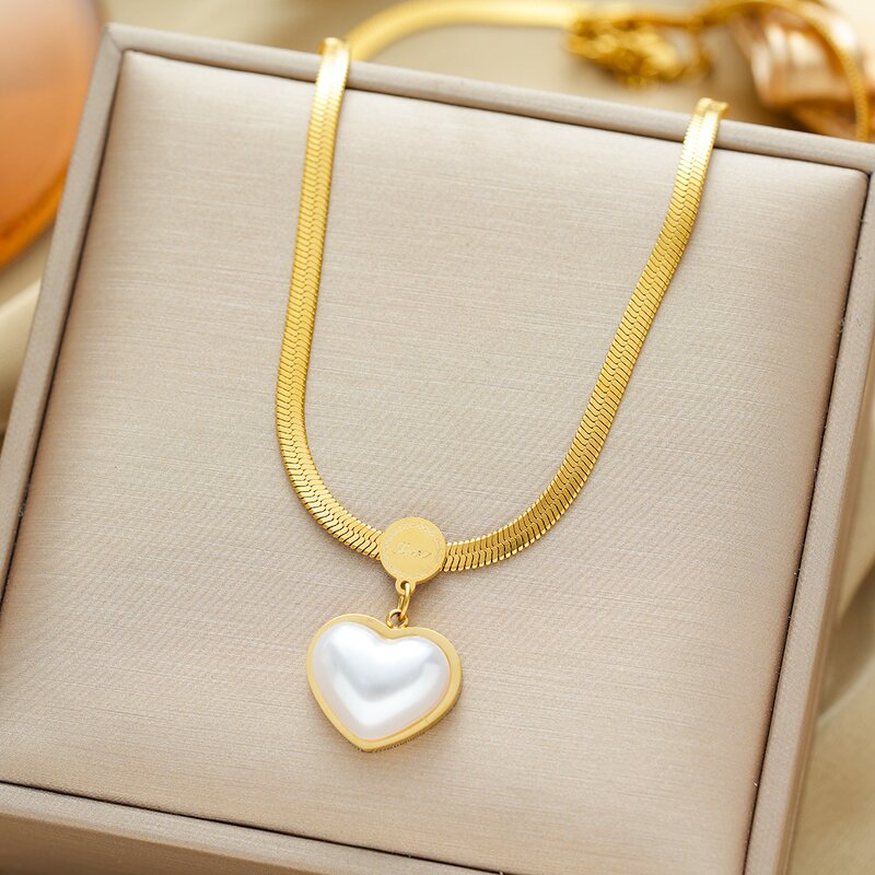Jewelry Set Factory - Stainless Steel Heart Pendant Snake Chain
