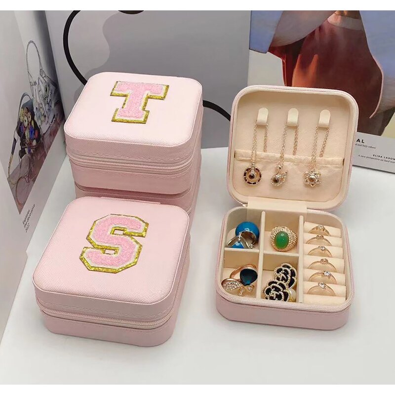 Jewelry Box Factory - Letter Pink Single Layer Travel Storage Box