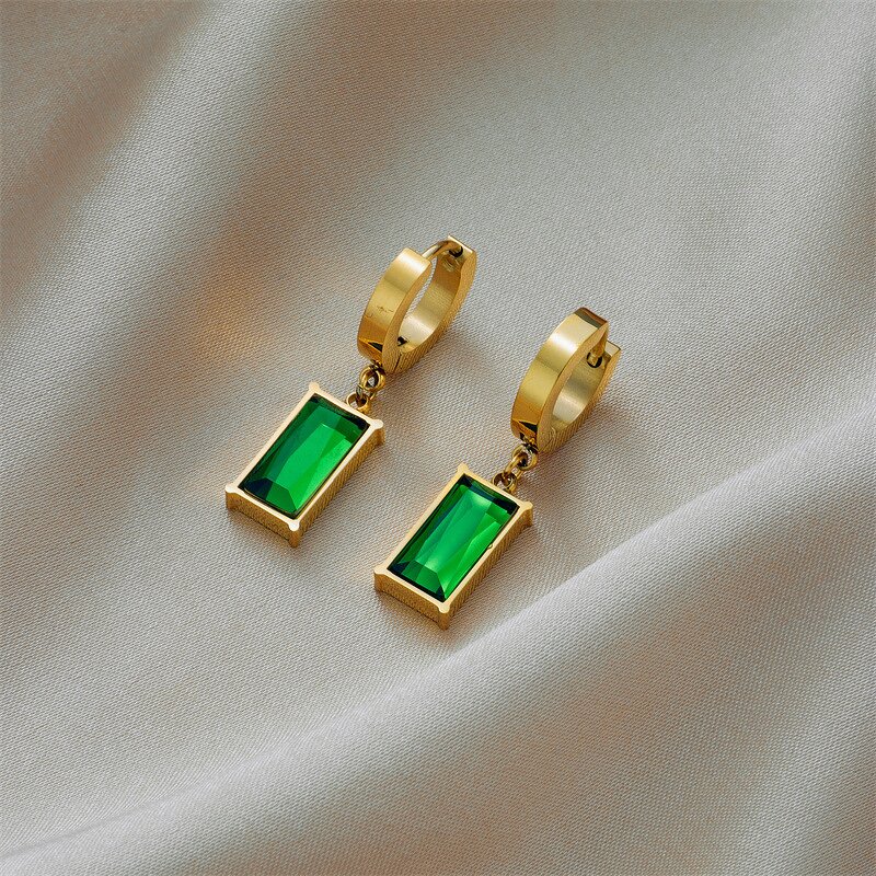 Jewelry Set Factory - 18K Gold Plated Zircon Green Pendant Set