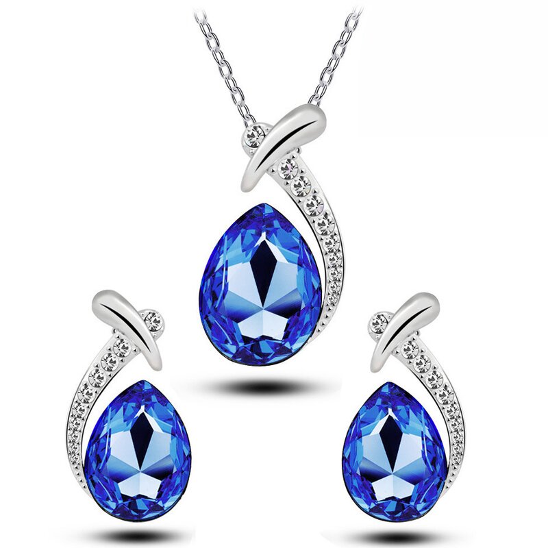 Necklace Set Factory - Austrian Crystal Large Zircon Pendant Set