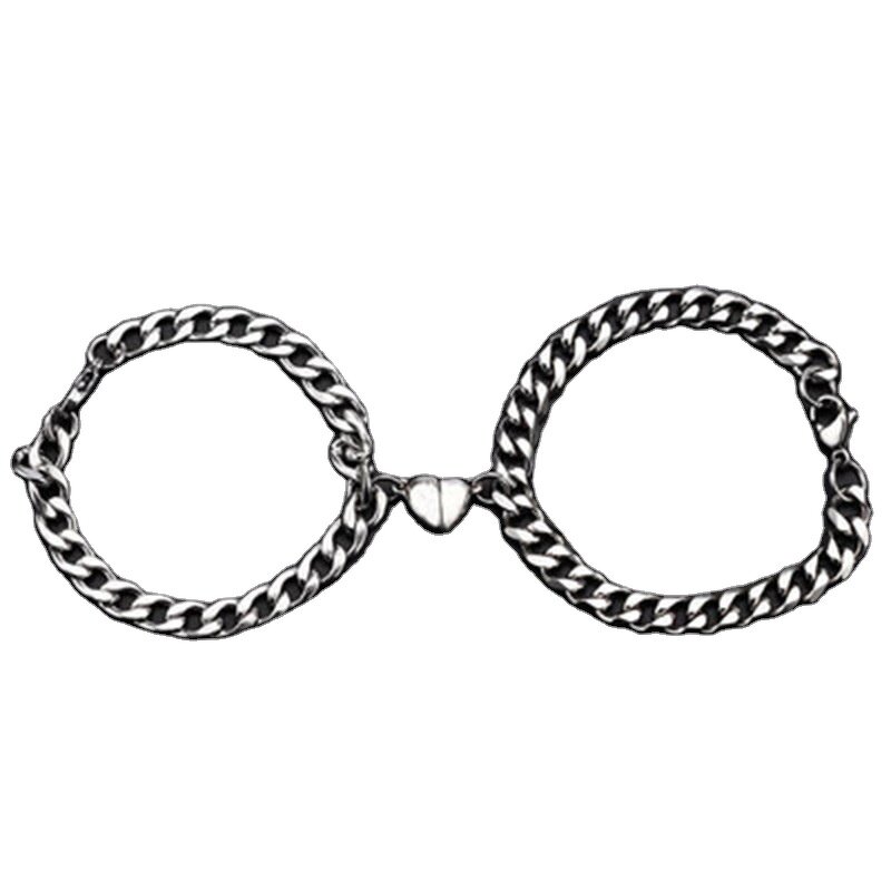 Couple Cuff Bracelet Factory - Attractive Heart Magnet Cuff
