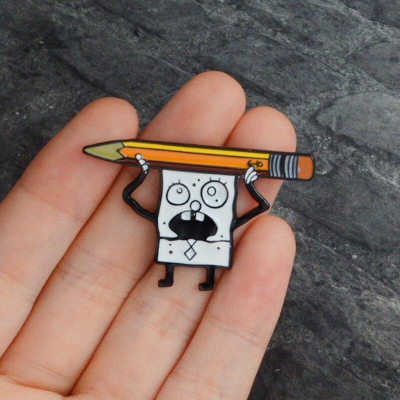 Metal Badge Factory - Creative Holding Pencil Cartoon Alloy Pin