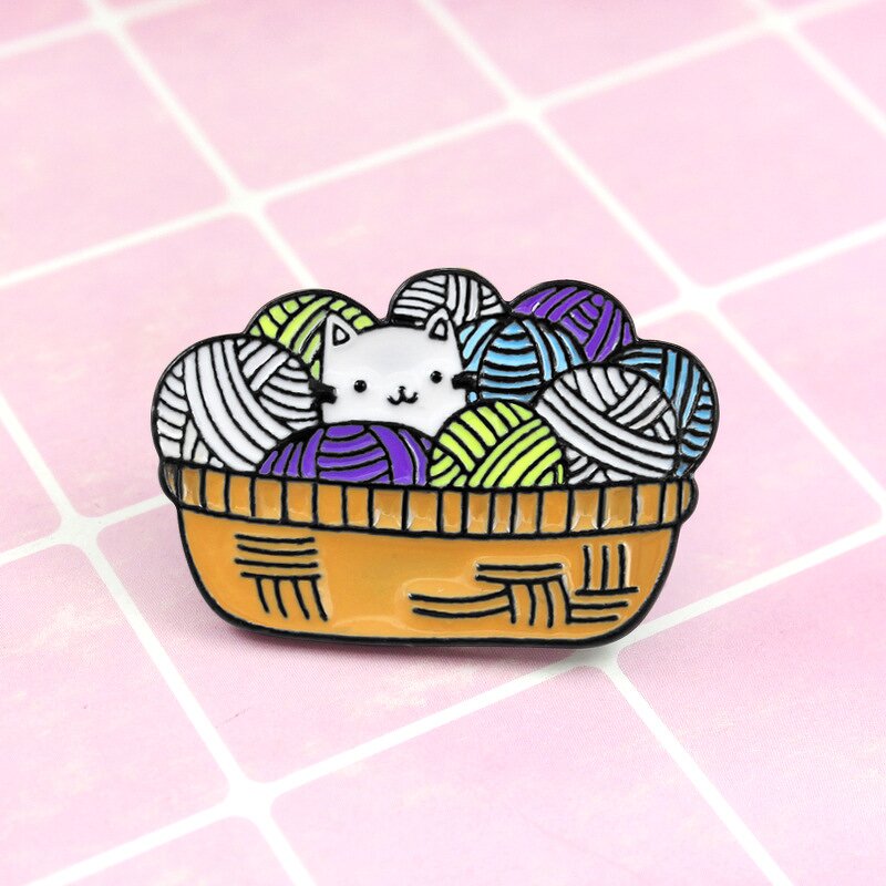 Enamel Pin Factory - Denim Wool Tufted Cat Animal Badge