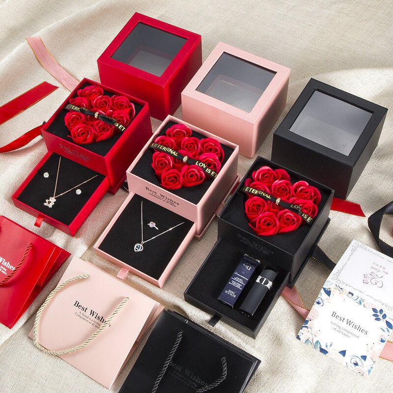 Jewelry Gift Box Factory - Heart Shape Soap Rose Mother's Day Box