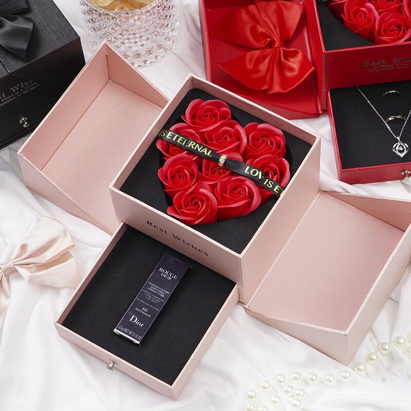 Jewelry Gift Box Factory - Heart Shape Soap Rose Mother's Day Box