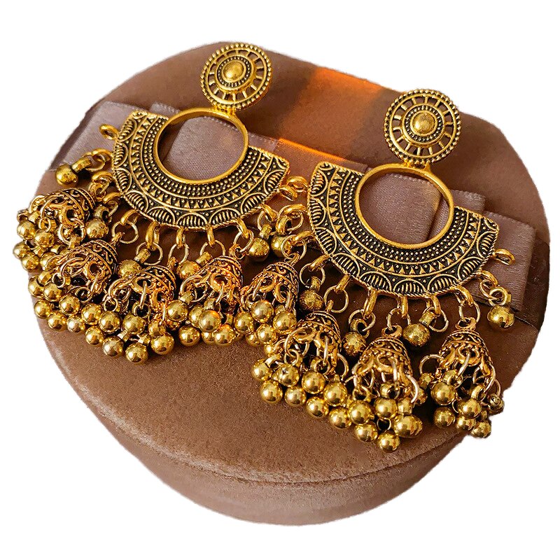 Retro Earrings Factory - Round Fan Lantern Bell Tassel Earrings