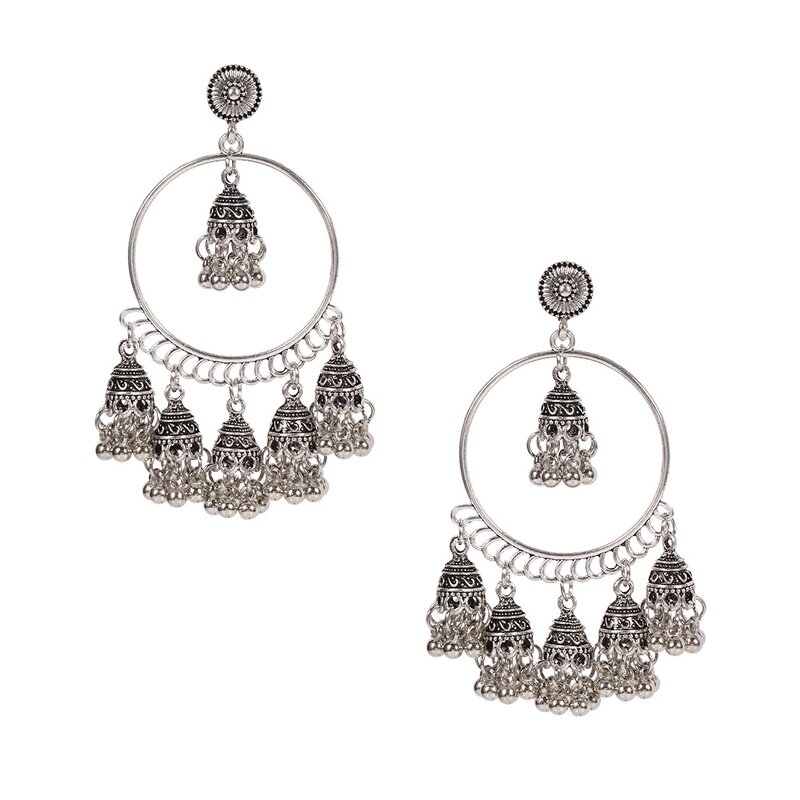 Retro Earrings Factory - Round Fan Lantern Bell Tassel Earrings
