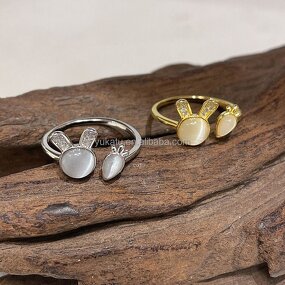 Ring Factory - Cute Rabbit Carrot Cat Eye Adjustable