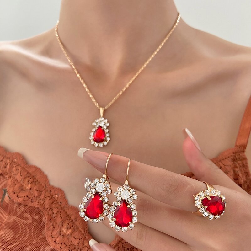 Bridal Jewelry Set Factory - Sparkling Multi-color Teardrop Set
