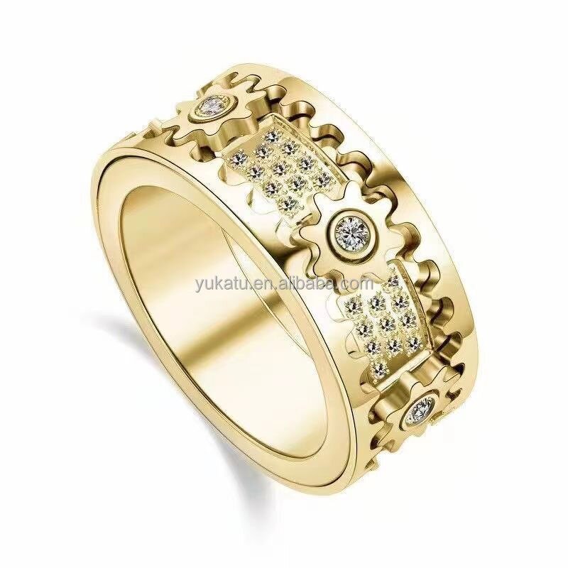 Gear Ring Factory - Rotatable Zircon Copper Anxiety Jewelry