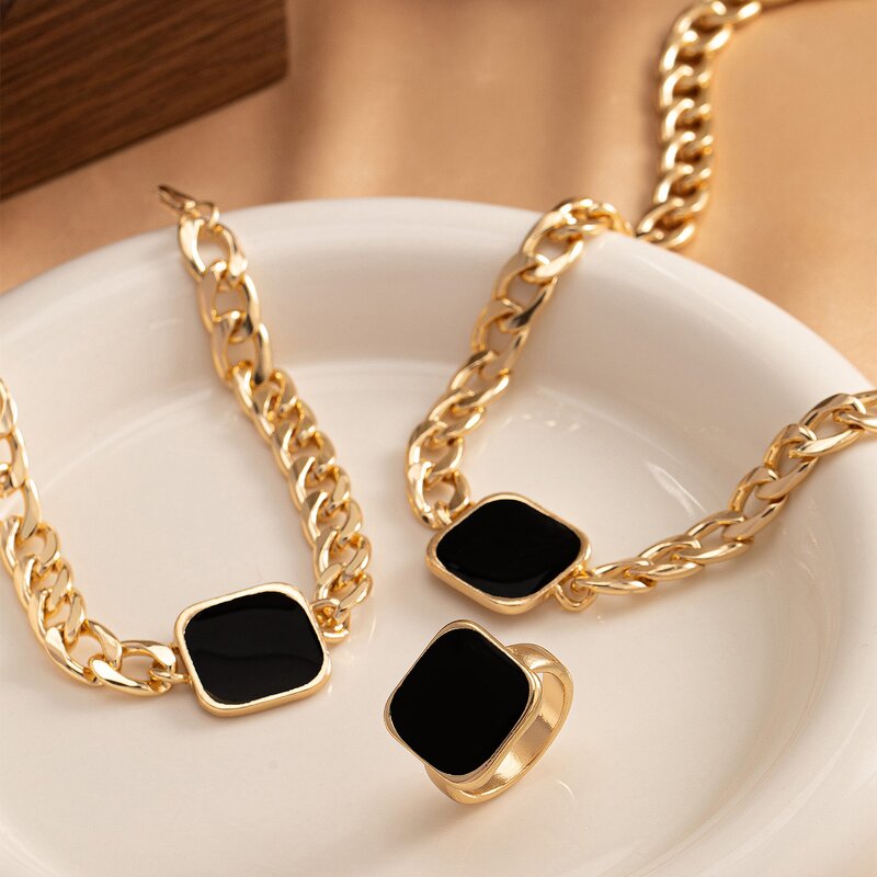 Necklace Set Factory - 18K Gold Plated Oil Dripping Cuban Chain