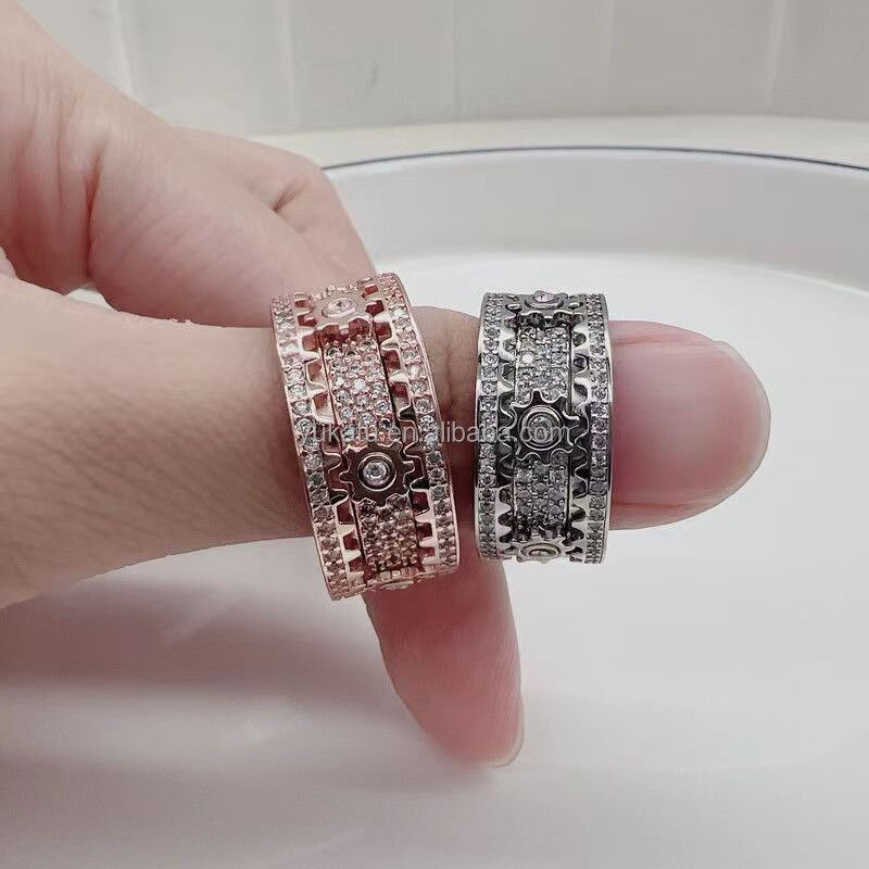 Gear Ring Factory - Rotatable Zircon Copper Anxiety Jewelry