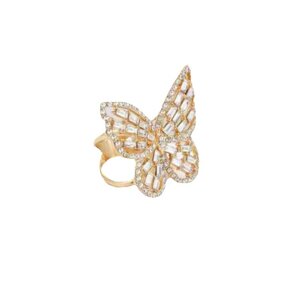 Ring Factory - Hollow Butterfly Crystal Zircon Adjustable Ring