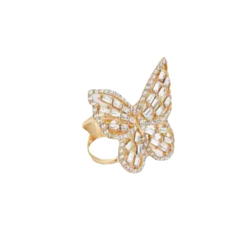 Ring Factory - Hollow Butterfly Crystal Zircon Adjustable Ring