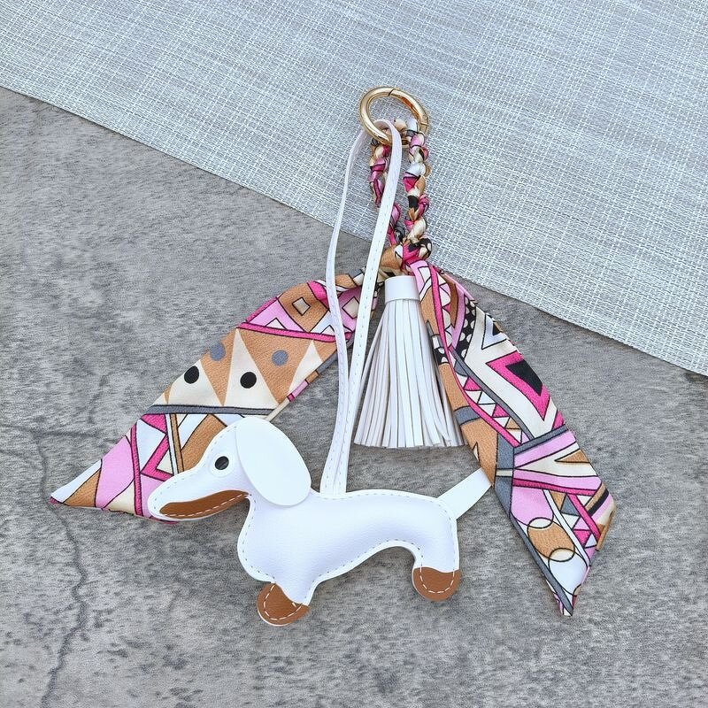 Keychain Factory - Sausage Dog Leather Tassel Car Keychain