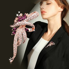 Brooch Factory - Crystal Flower Rhinestone Wedding Lapel Pin