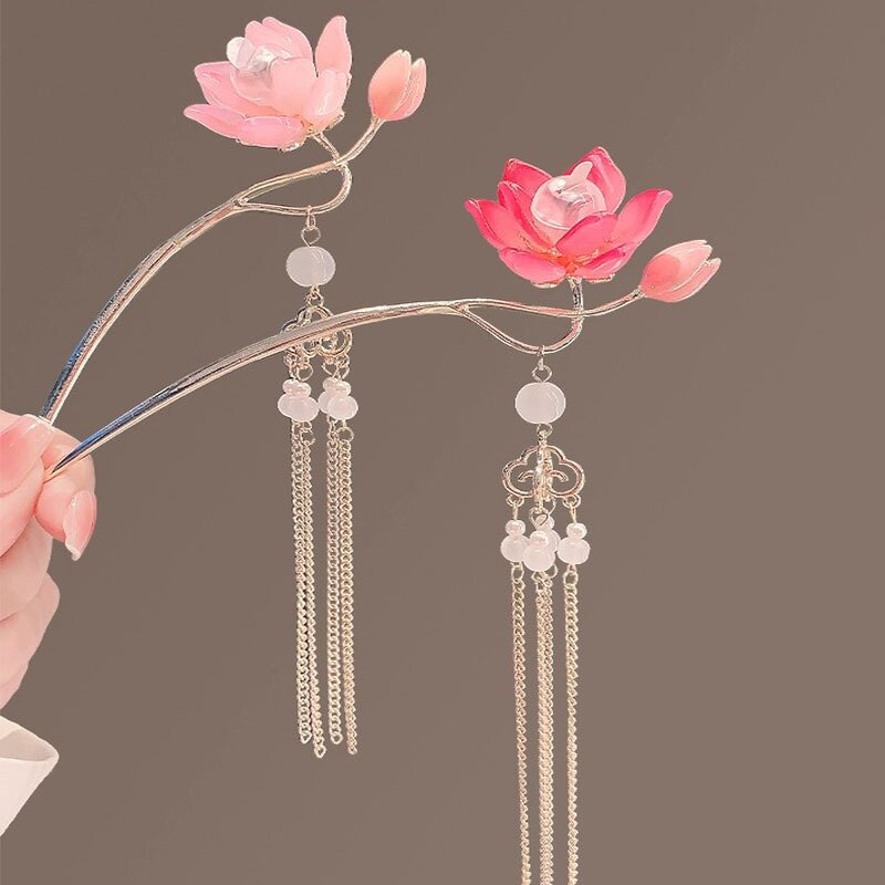 Hair Sticks Factory - Luminous Lotus Lantern Tassel Metal