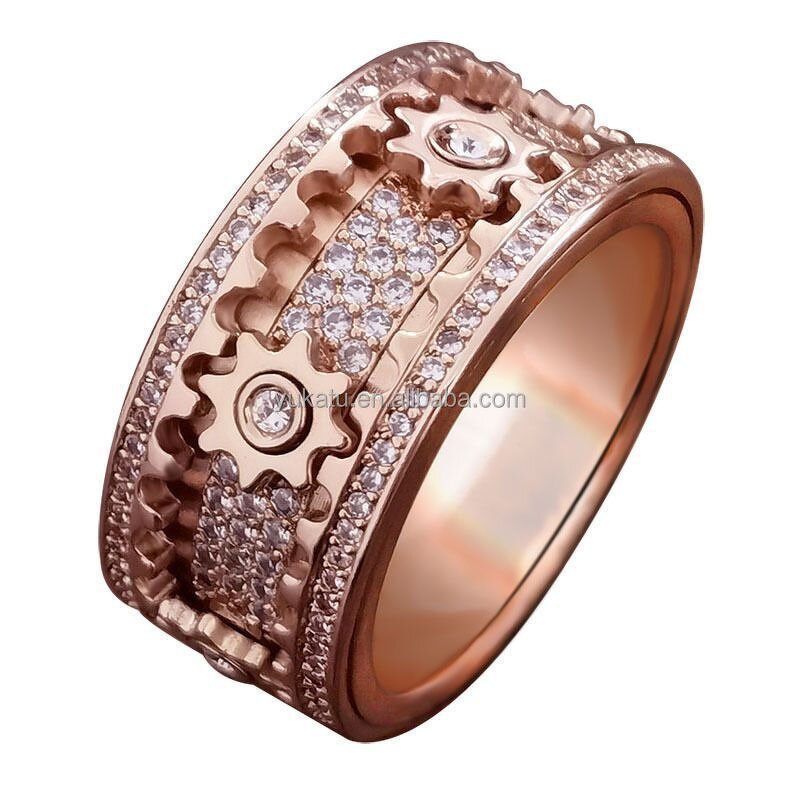 Gear Ring Factory - Rotatable Zircon Copper Anxiety Jewelry