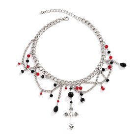 Gothic Necklace Factory - Hip Hop Cross Pendant Dark Clavicle Chain