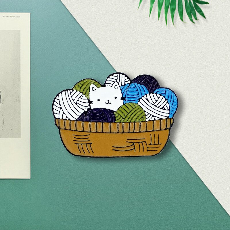 Enamel Pin Factory - Denim Wool Tufted Cat Animal Badge